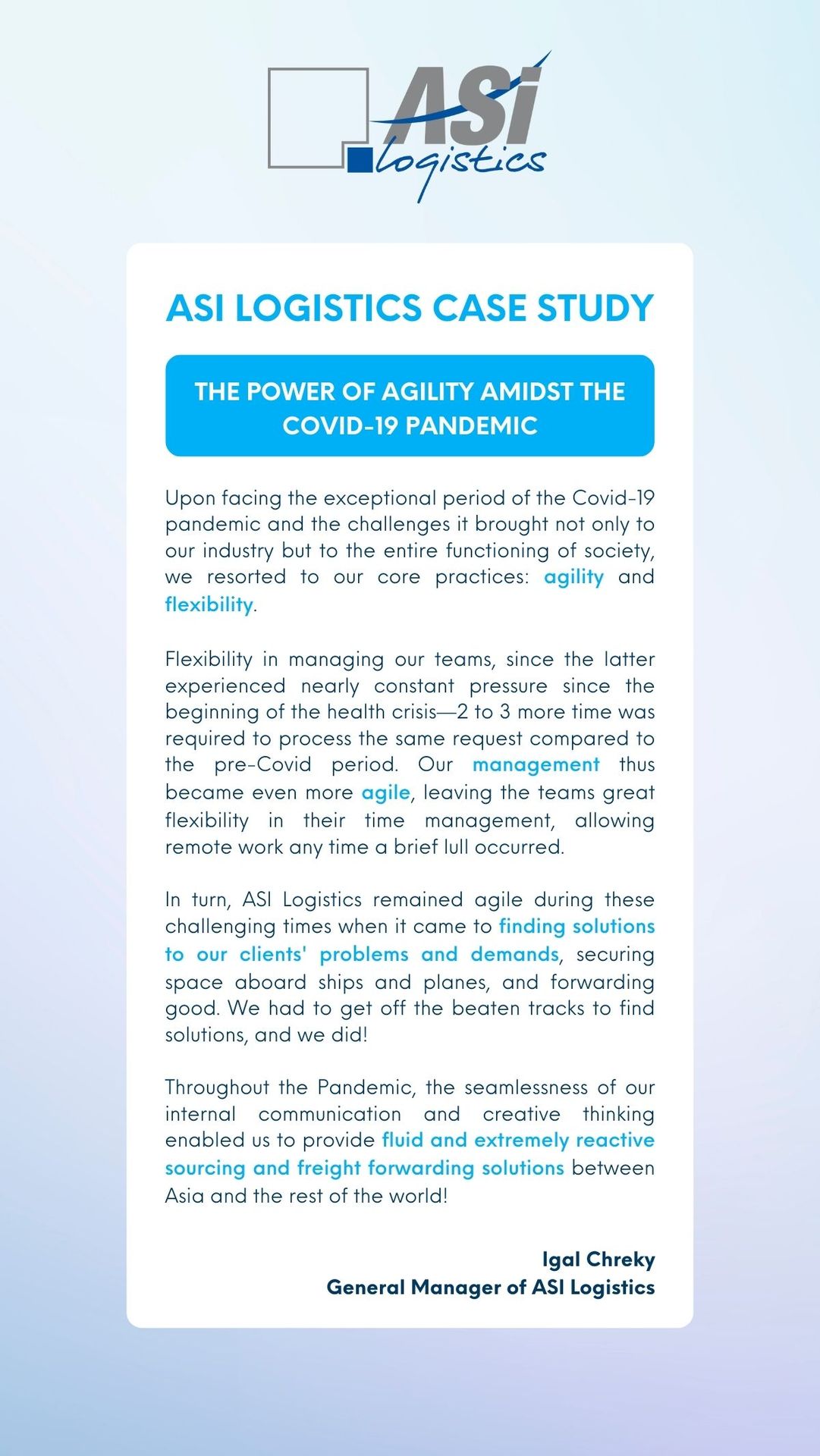 ASI Logistics Case Study The power of agility amidst the covid-19 pandemic in logistics